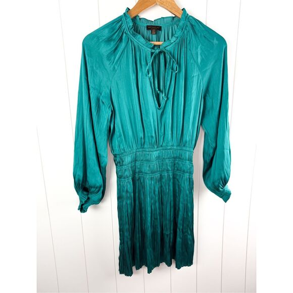 Anthropologie Current Air $138 Alyce Mini Dress Turquoise Blue Green Ruched XSP - Picture 3 of 12